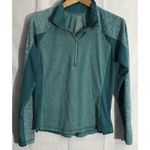 DANSKIN NOW Semi-Fitted L/S Activewear Shirt 1/4 Zip 2 Tone Teal Sz S